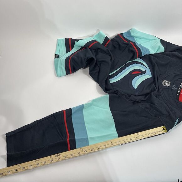 Adidas Authentic Seattle Kraken NHL Jersey Black Blue Back Size 50 New With Tags - Picture 7 of 8